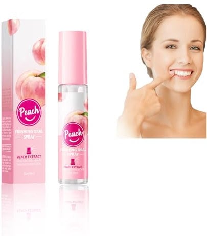 Spray Bucal,Spray Bucal Mal Aliento,Eliminador De Mal Aliento,Ambientador Bucal De MelocotóN,Ambientadores De Aliento Bucal Con Sabor A Fruta,Espray Bucal PortáTil,Spray Bucal Seco Para NiñOs Y Adulto