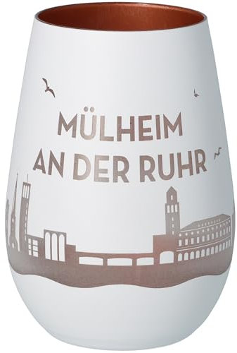 Goodtimes Windlicht Mülheim an der Ruhr Skyline (Weiß & Bronze)