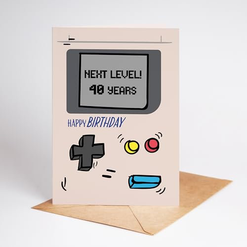 Lovely Cards Gameboy Karte XL - 40. Geburtstag Mann – Retro Geburtstagskart 40 - Geschenk Mann 40 Jahre – Geschenk Mann 40 Jahre (A5) (40 Jahre) - extra große Karte - Geschenkidee Mann Frau