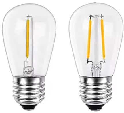 Générique S14 Plastique LED Ampoule, E27 / E26 3V 120V Blanc Chaud 2W 1W Ampoules de Lampe incassables pour Guirlande Lumineuse Décoration de Noël,2w