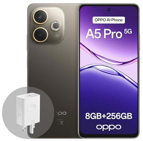OPPO A5 Pro 5G 8GB RAM + 256GB ROM, Unlocked Smartphone with AI, 6.67 120Hz display, 50MP AF camera, 5800 mAh battery, IP69 Water and Dust Resistance, Black Brown (Include 45W SUPERVOOC Charger)