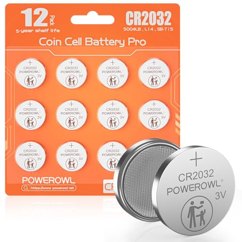 POWEROWL CR2032 Lithium Batterien 3V Knopfzellen ECR2032 BR2032 DL2032 12 Stück