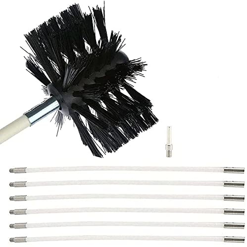 FAFAKO Poêle À Granulé Kit Ramonage – Brosse De Nettoyage Cheminée 100mm avec 6 Cannes, Kit Ramonage Poêle Pellet Flexible pour Conduit, Entretien Poêle À Granule(6 Rods,410mm)