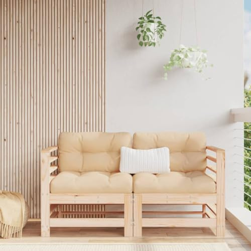 Owoxanthellate Garten-Ecksofa Set 2er Massivholz Kiefer 63,5x63,5x60 cm Latten-Design Outdoor Balkon Lounge klein wetterfeste Gartenmöbel modular für Garten Terrasse Wintergarten