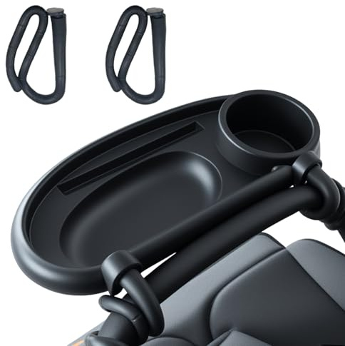 FxlStelrion Bandeja para Cochecito de Bebé, Bandeja 3 en 1 para Aperitivos, Bandeja Universal Extraíble, Soporte para Teléfono con Portavasos, Accesorios para Cochecitos con Reposabrazos(Negro)
