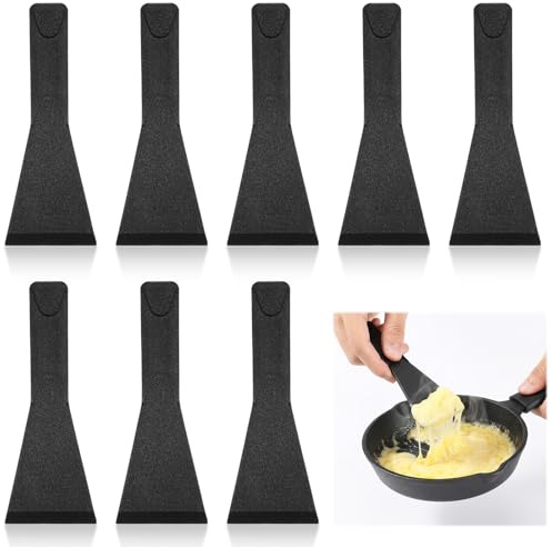 DOPENSPI Lot de 8 spatules à raclette antiadhésives en plastique pour fromage, barbecues, fondues, planches gourmettes, ustensiles de cuisine pour poêles, poêles à frire, résistantes à la chaleur