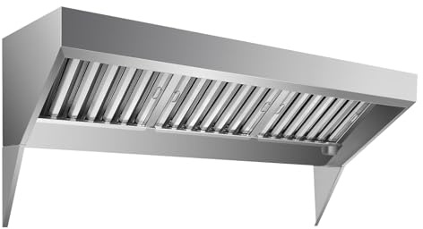 Garvee Hotte professionnelle en acier inoxydable 201 – Montage peinture murale – Filtres à graisse en U amovibles – Facile à nettoyer – Pour restaurant, food truck, remorque, 180x76x90cm