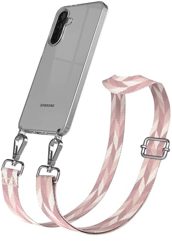 EAZY CASE Handykette - Verstellbares Taschenband kompatibel mit Galaxy A37, Schulterriemen, Handykordel mit Silikon Hülle, Umhängetasche, Rosa Mix Silber