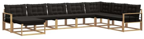 vidaXL Outdoor-Sofagarnitur mit Kissen 8 pcs Weiß und Schwarz, Moderne Garten-Sofa-Set, robuster Akazienholz, Bequeme Liege, stilvolle Freizeitmöbel für draußen