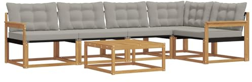 vidaXL Outdoor-Sofagarnitur 6 pcs Weiß und Hellgrau 79 x 79 x 37 cm, Garten-Sofa, modernes Outdoor-Sofa, langlebige Terrasse, Chill-Lounge, stilvolle Komfort-Einheit zum Entspannen