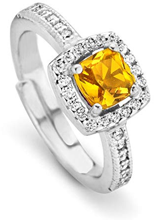 Orphelia Damen-Ring 925 Silber rhodiniert Zirkonia braun Quadratschliff Gr. 52 (16.6)-ZR-7199/CH/52