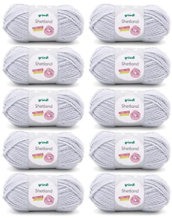 Gründl Wolle Shetland - Dicke Wolle zum Häkeln und Stricken - Winterwolle - Weich und wärmend - 80 % Polyacryl, 20 % Wolle - 10 Knäuel 100 g / 170 m - Nadelstärke 7-8 - Hellgrau Melange