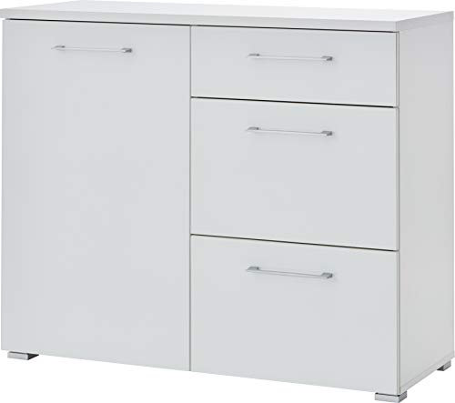 Germania Kommode 3886-84 in Weiß, mit Glasfronten, 97 x 82 x 40 cm (BxHxT)