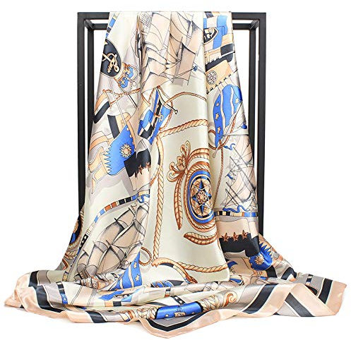 Foulard en soie pour femme - Grand carré Satin 90 cm - rose - 89 cm