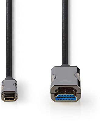 optische USB-Kabel (aktiv) - USB-C Stecker - HDMI Stecker - 18 Gbps - 30.0 m - Rund - PVC - Schwarz - Kartonverpackung