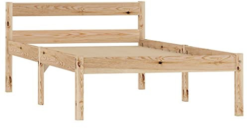 vidaXL Kiefernholz Massiv Bettgestell Holzbett Einzelbett Futonbett Massivholz Bett Bettrahmen Lattenrost Schlafzimmerbett 100x200cm
