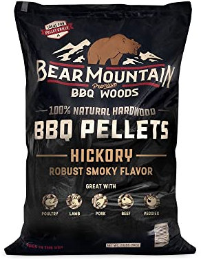 Bear Mountain Premium BBQ Woods 100 Percent All Natural Hardwood Hickory Pellets, Perfect for Pellet Smokers & Grills for Wood-Fired Flavor, (40 Pounds Bag)