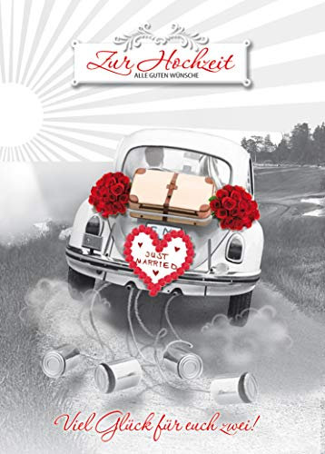 KE - XXL Glückwunschkarte Hochzeit A4, Hochzeitskarte ohne Innentext inkl. Umschlag - Design für besondere Anlässe.