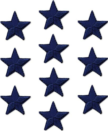 Laughing Lizards Iron On Star Patches Embroidered Patch Applique Embellishments for Clothing, Jackets, Backpacks, and Decorations (Navy Blue, 1)