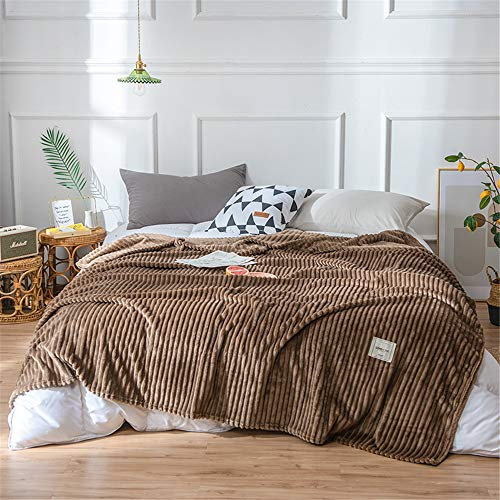 FANSU Flanell Plüsch Decke, Extra Weiche Winter Warme Luxuriös Kuscheldecke Microfaser Flauschige Falten-beständig Wohndecke Sofadecke oder Bettüberwurf (Braun,120x200cm)
