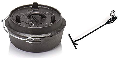 Petromax Feuertopf ft3-t (Dutch Oven Planer Boden) inkl. Deckelheber