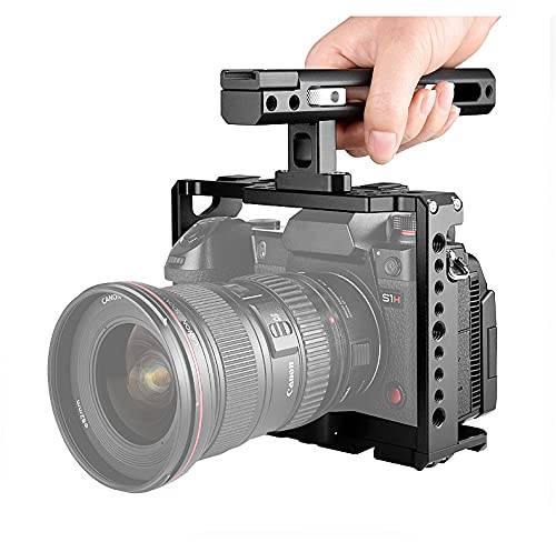 FOTGA Kamera Käfig + Top Griff Kit Video Filmherstellung Stabilisator Rig Aluminium Legierung mit Cold Shoe Schuh und 1/4 3/8 Schrauben für Panas0nic Lumix S1H S1R S1
