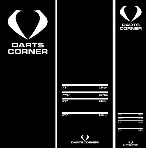 Darts Corner MAT04 | Rutschfeste Teppich-Dartmatte, Schwarz, 290 cm x 60 cm