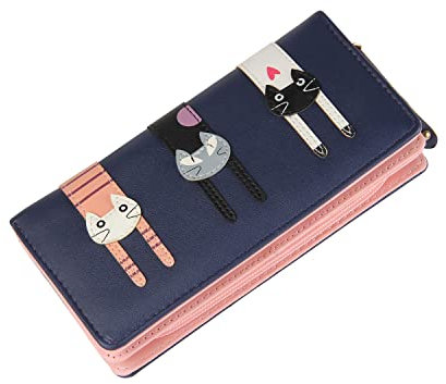 EVEOUT Damen Geldbörse PU-Leder Geldbeutel Süße Lange Geldtasche mit Münze Bifold-Geldbörse Kartenhalter für Mädchen Navy blau