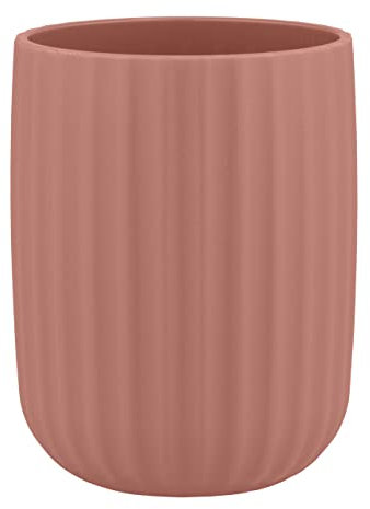 WENKO Gobelet pour brosses à Dents Agropoli Rose Ancien, pour Le Rangement de brosses à Dents et Le Dentifrice, en Plastique Haute qualité et à la Surface structurée, sans BPA, Ø 7,5 x 10 cm