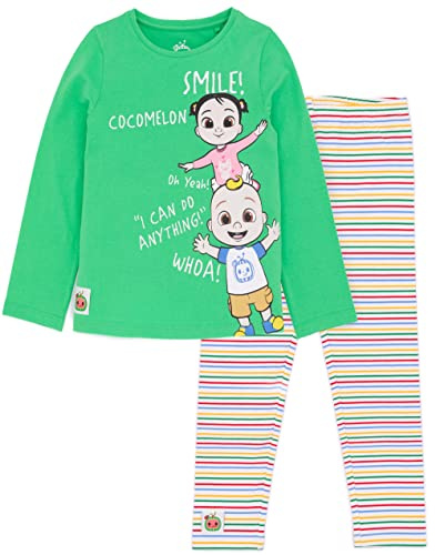 CoComelon T-Shirt Leggings Set for Kids Toddlers | Girls Boys Musical JJ Cece Character T-Shirt with Striped Bottoms | Nursery Rhymes Songs Merchandise