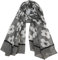 Van Der Rich ® - Schal in Baumwoll-Viskose-Qualität mit Blumenmuster 90cm*180cm - Damen (Grau-2)