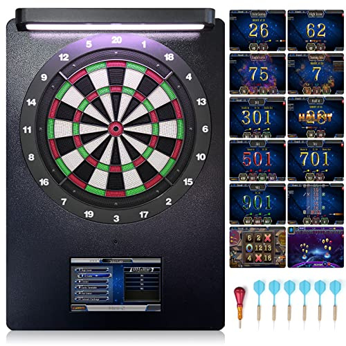 Willdarts Electronic Dart Board Profession NylonTough Segments Dartboard Machine,Suppor Global Network Auto-Scoring,with 11.6 Touch Screen,LED Headlamp,6 Soft Darts 100 Tips,24.8 W x 35 H
