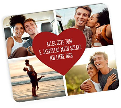 Herz & Heim® Personalisiertes Mousepad mit Wunschname oder Foto 4 Fotos Herz