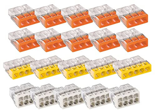 WAGO 2273 Klemmen 8 polig, 5 polig und 3 polig, 0,5 bis 2,5mm², Kunststoff grau, gelb, orange 20-teilig