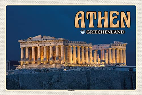 Ontrada Blechschild 20x30cm gewölbt Athen Griechenland Akropolis Stadtfestung Deko Geschenk Schild
