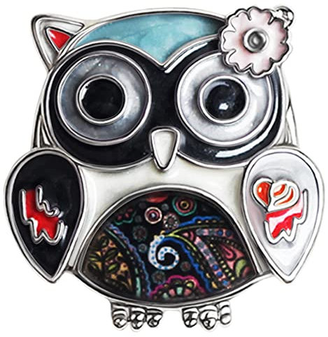 BAMAY Zink-Legierung Niedliche Eule Vogel Brosche Pins Schmuck Emaille Anime Eule Geschenke für Frauen Mädchen Schal Revers Pin Charms (Schwarz)
