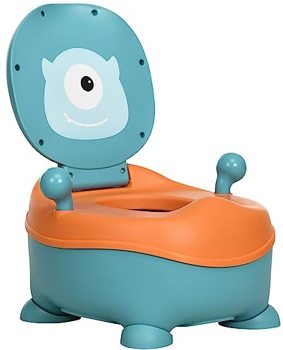 ZONEKIZ Pot pour bébé de 6 à 36 mois portable en forme d'alien avec couvercle Structure antidérapante Toilette d'apprentissage Charge 40 kg 35,6 x 35,7 x 22,2 cm Bleu