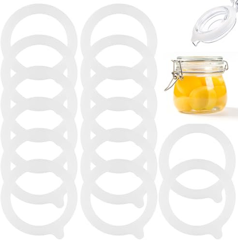 14 Stück Gummi für Einmachgläser, Einkochringe 70 x 93mm Weiß Silikon Glasdichtungen Ersatz, Universelle Einmachgläser Dichtungen, Auslaufsicher Dichtring für Einmachgläser Weckgläser Bügelgläser