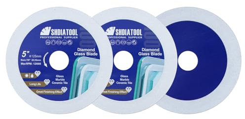 SHDIATOOL Disco da taglio per vetro diamantato 125 mm, disco da taglio ultrasottile per piastrelle, ceramica, marmo porcellanato 125 mm (3 pezzi)