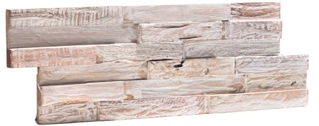 Rebel of Styles - UltraWood White Wash - 0,09m² / 1 Stück - 3D Wandpaneele/Verblender/Platten aus Teakholz - Deko Verkleidung. Stilvolle Holzvertäfelung für Innenwände