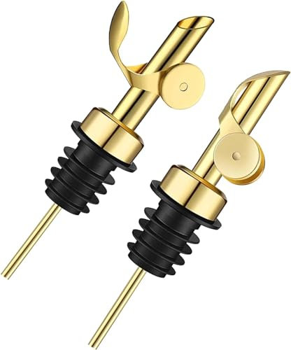 2 Packung Pafusen Ölflasche (350ml Glasflasche, 2 Ausgießer-Gold)