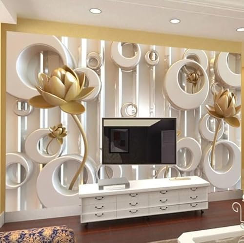 Golden Rose 3D Photo Mural Wallpaper for Bedroom Living Room Decor TV Sofa Background Wall Paper 200CM(W)*140CM(H)