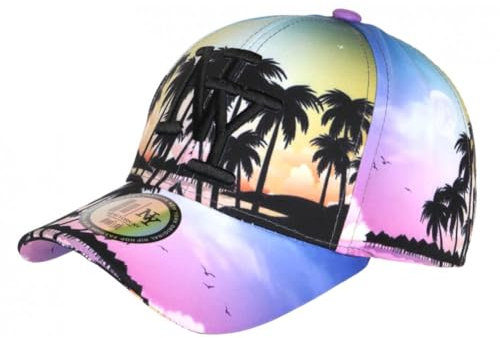 Cappellino NY giallo e viola tropicale Palme Sunset Baseball - unisex, giallo, taglia unica