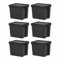 (Set of 6) 24L Litre Black Wham Bam 100% Recycled Plastic Containers Airtight Snap Lid Stackable Heavy Duty Storage Box Organizer For Toys Shoes Garage Home Office Eco-Friendly Bulk Storage Solutions