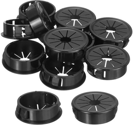 sourcing map 20Pcs Cable Grommets, Snap Bushing Grommet for Holes with 1.26(32mm) Mounting, Round Nylon Snap in Cable Desk Grommet for Cables and Cords Management, Black