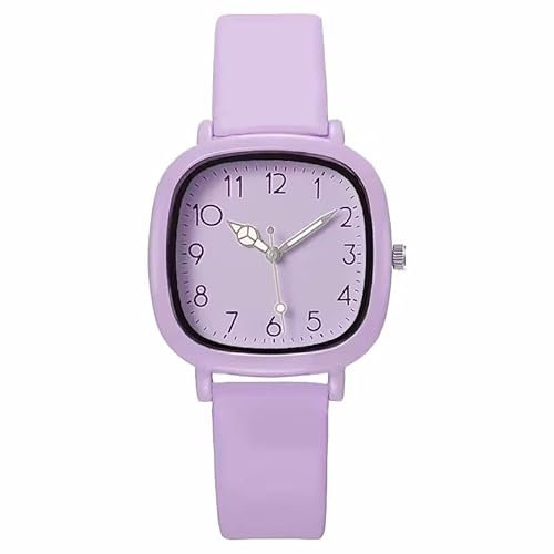 ALCENTIS - Orologio da donna in silicone quadrato – Quarzo – Look molto trendy, Cinturino viola - Quadrante viola, Moderno