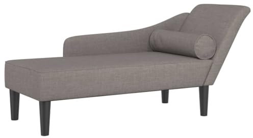 vidaXL Chaiselongue, Indoor Lounge Sofa mit Kissen, Gepolsterte Recamiere für Wohnzimmer Schlafzimmer Büro, Relaxliege Couch, Taupe Stoff