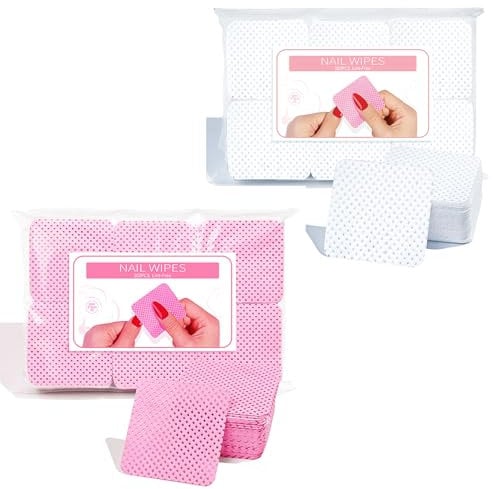 600 Pcs Lint Free Wipes for Nails, Nail Polish Remover Pads,UV Gel Absorbent Remover Nail Wipes for Clean DIY Nail,Gel Removal Soft Pads for Manicure and Pedicure(Pink & White)