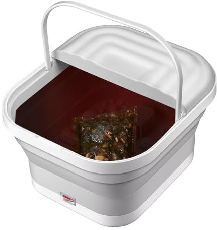 Buerfu Fußbad mit Wärme und Massage - Heizung Fußbecken zum Einweichen der Füße - Fußbadeimer für Reisen Rotlicht Haushalt Roller Massagegerät