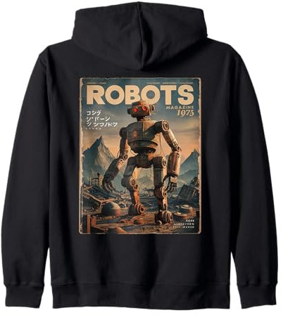 Fantasy Robot Retro Vintage 70s Magazin Graphic Japanese Zip Hoodie